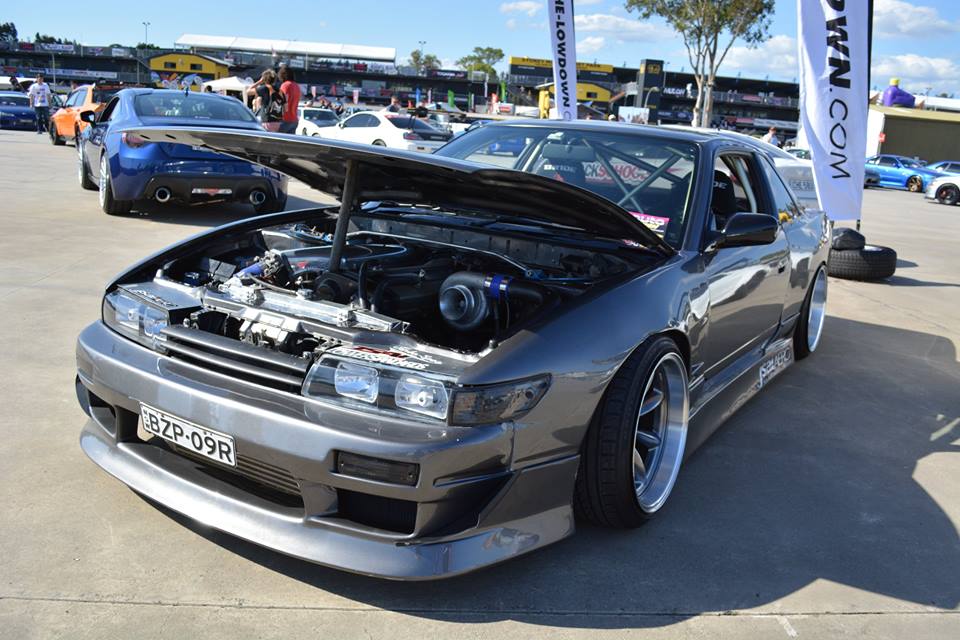 Nissan S14 Silvia 200SX modified with aftermarket aero body kit front view
