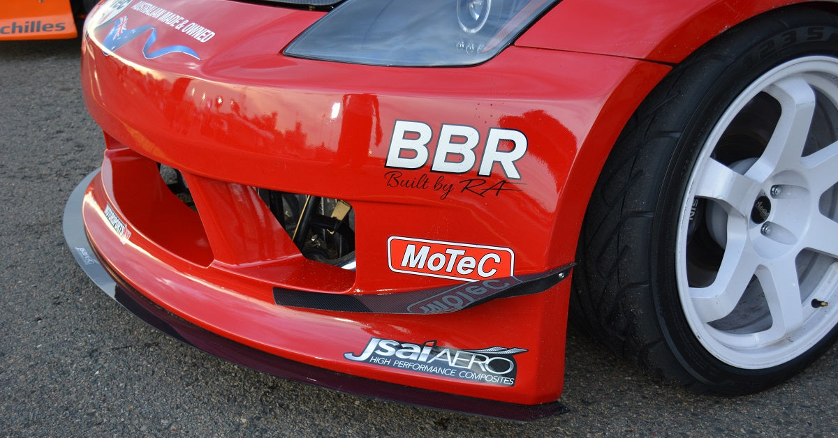 JSAI AERO Nissan Z33 350Z Vertex front canards body kit side profile, high-quality aftermarket aero upgrade designed to enhance front-end downforce, track performance, and aggressive street styling for 350Z enthusiasts.