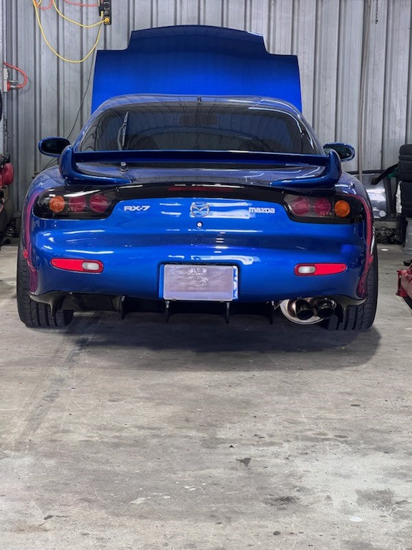 JSAI AERO Mazda RX-7 RE Amemiya style rear diffuser body kit upgrade designed to enhance rear aerodynamics and aggressive performance styling.