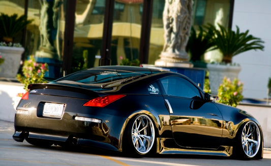JSAI AERO Vertex style rear bumper for Nissan 350Z Z33, Australian-made FRP aero body kit component enhancing rear styling, durability, and aggressive performance build aesthetics.