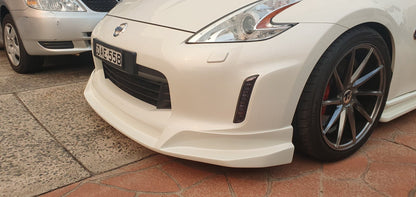 JSAI AERO SLR Kouki style front lip for Nissan 370Z front angle view, premium aftermarket aero body kit component improving airflow, front bumper performance, and track-ready stance.