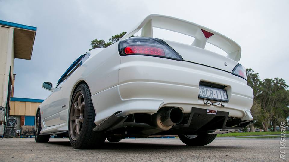 Nissan S15 200SX Silvia fitted with JSAI AERO FRP rear diffuser body kit installed, enhancing rear aerodynamics and aggressive styling for modified performance builds.