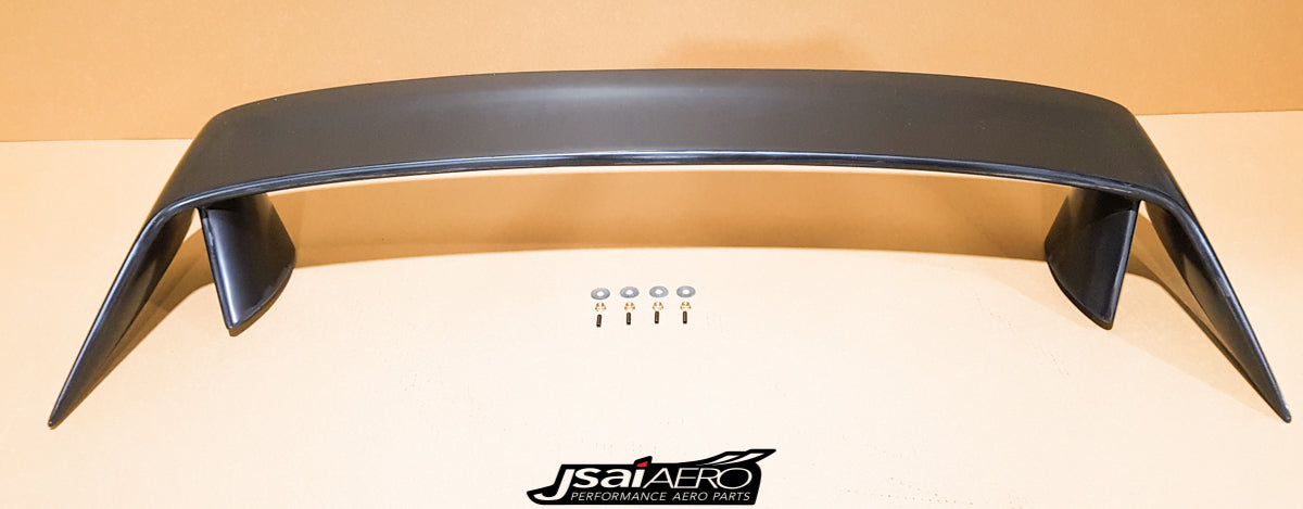JSAI AERO GT wing center leg delete version for Nissan S15 200SX Silvia, unpainted aero upgrade designed for aggressive rear styling and aerodynamic performance.