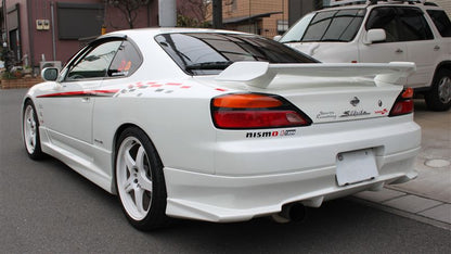 Nissan S15 200SX Silvia fitted with JSAI AERO S-Tune style body kit rear view, showcasing aggressive rear bumper styling and aerodynamic upgrades for modified performance builds.