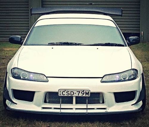 Nissan S15 200SX Silvia fitted with JSAI AERO JDM aero style front splitter, improving front aerodynamics and aggressive performance styling for modified builds.