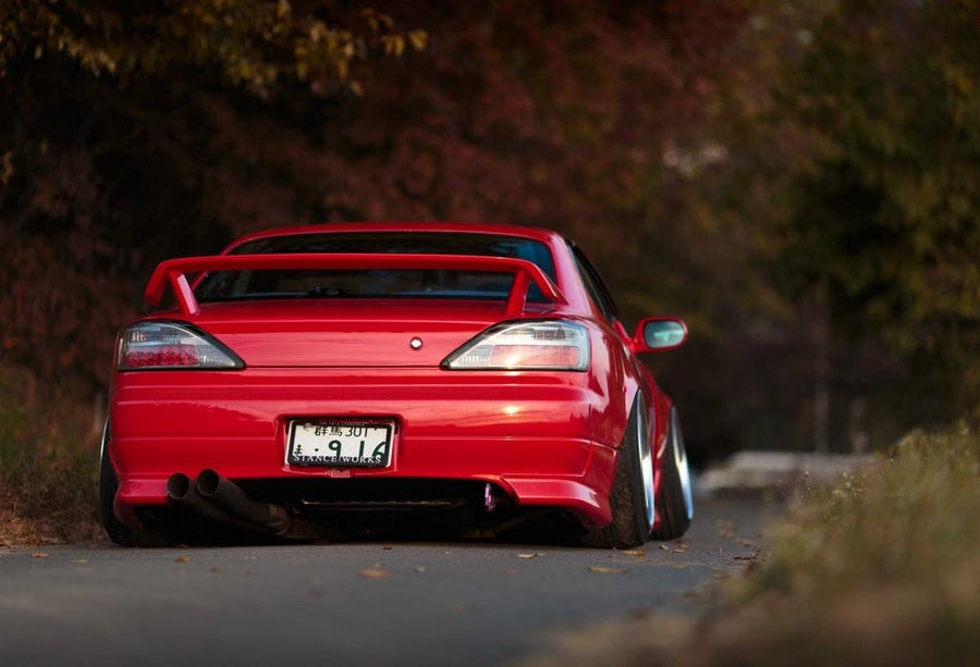 JSAI AERO GT wing center leg delete version for Nissan S15 200SX Silvia, aftermarket aero upgrade designed to enhance rear styling and aerodynamic performance.