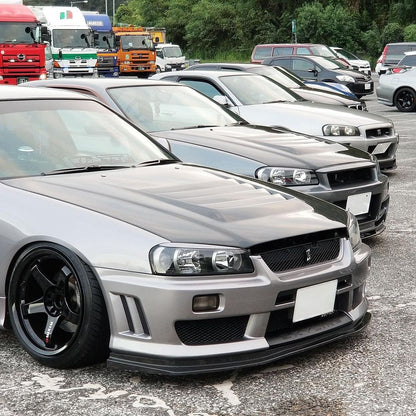 Nissan Skyline GT-R fitted with JSAI AERO front bumper, side skirts and rear aero upgrades, showcasing a modified performance build.