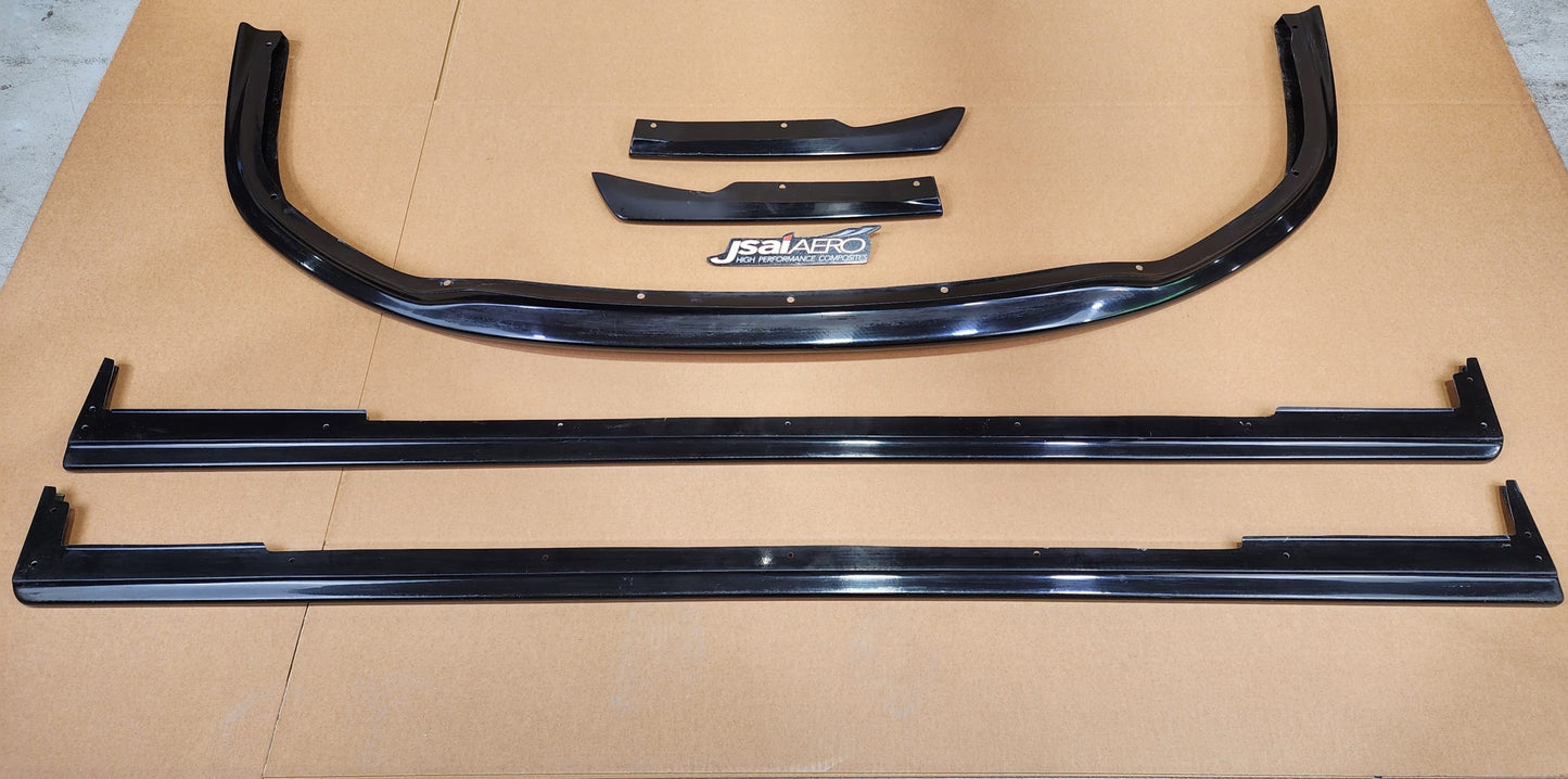 JSAI Aero front lip and side skirts full body kit set black aftermarket car parts layout