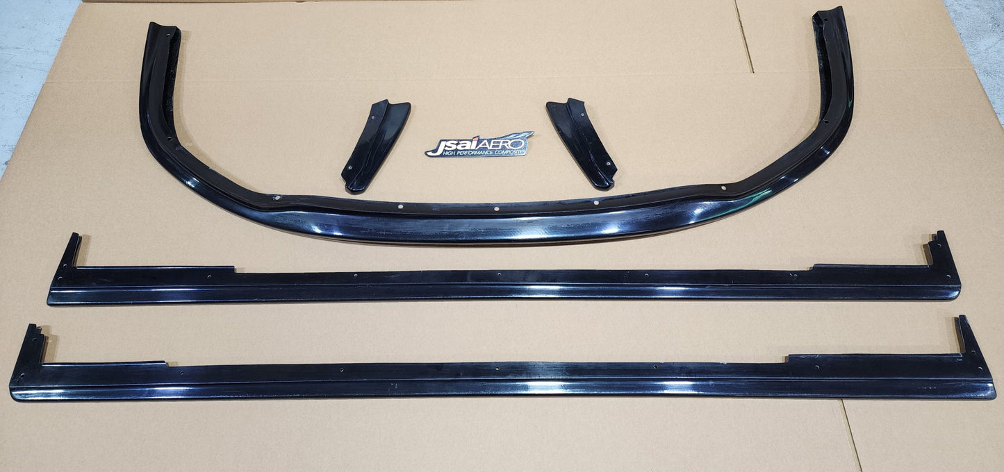 JSAI Aero front lip and side skirts full kit set black aftermarket car body kit components layout