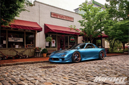 1993 Mazda RX-7 FD3S Vertex style full body kit by JSAI Aero including front bumper side skirts and rear bumper installed