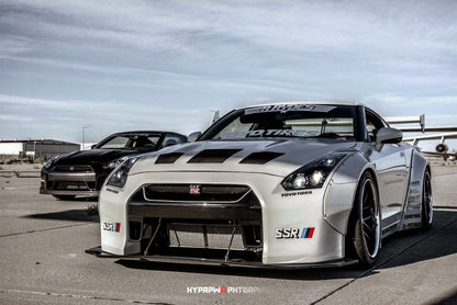 Widebody Nissan GT-R R35 with JSAI Aero front splitter and performance aero body kit