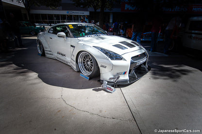 Widebody Nissan GT-R R35 with JSAI Aero front splitter and performance aero kit