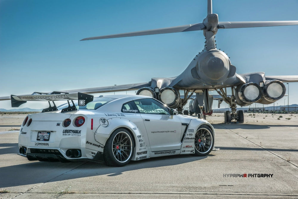 Widebody Nissan GT-R R35 with JSAI Aero performance aero kit and rear wing