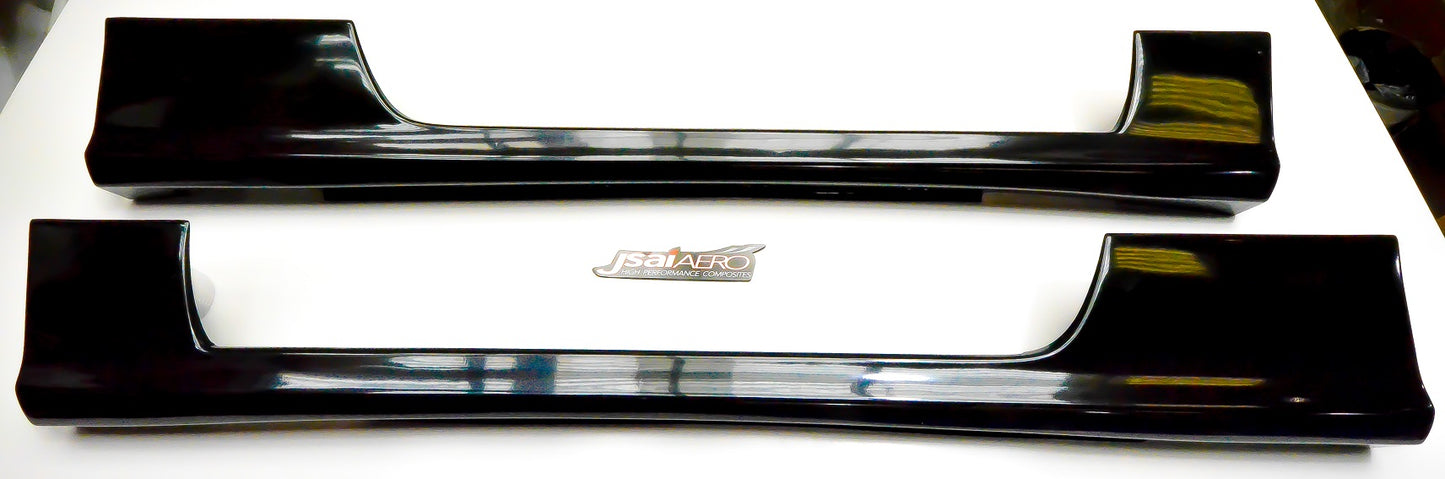 JSAI Aero Nissan S14 Silvia 200SX Navan style side skirts installed showcasing sleek side profile enhanced aerodynamics and aggressive styling for performance street and track builds