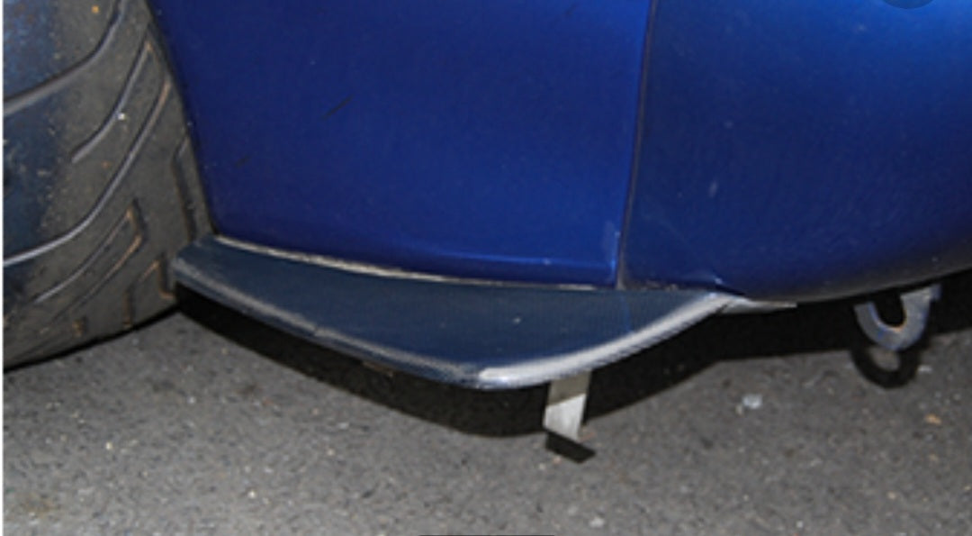 Close-up of JSAI Aero rear pod extension installed on rear bumper aftermarket body kit detail view