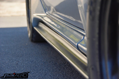 Close-up detail of JSAI Aero side skirt fitted to a Nissan Skyline performance car