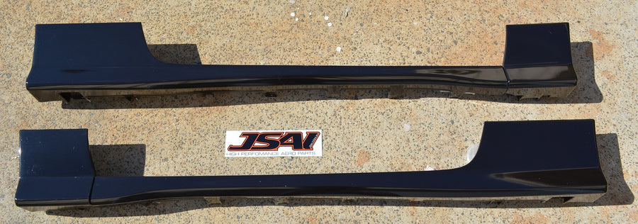 JSAI Aero black side skirt set for Nissan Skyline performance body kit shown in top view