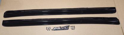 JSAI Aero side skirts pair with mounting hardware black aftermarket side skirt extensions body kit top view