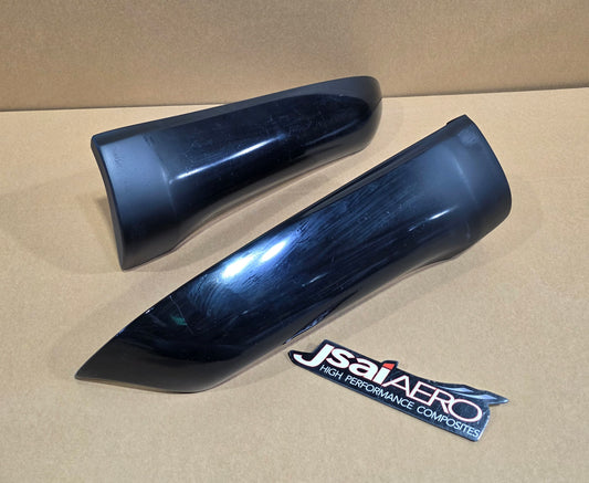 SAI AERO Ings style rear bumper pods for Subaru BL5 Legacy sedan fitted rear view, premium aftermarket aero body kit upgrade improving rear airflow and aggressive stance.