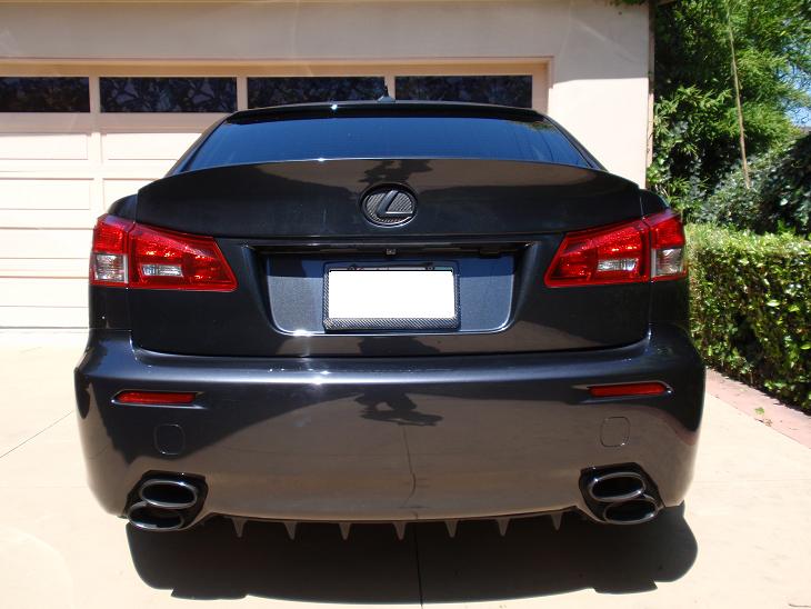 Lexus IS F with Wald rear spoiler installed, aftermarket trunk wing upgrade enhancing aerodynamic performance and aggressive rear styling