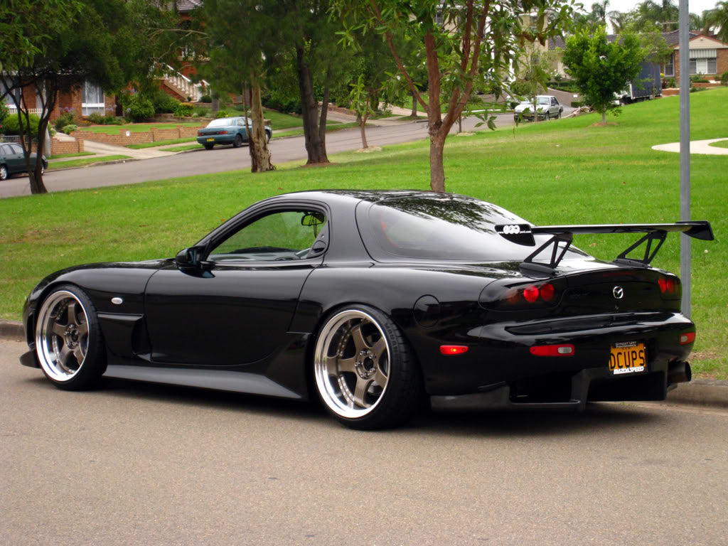 Mazda RX-7 FD3S Mazdaspeed style side skirts by JSAI Aero aftermarket side skirt extensions angle view