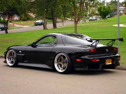 Mazda RX-7 FD3S Mazdaspeed style side skirts by JSAI Aero aftermarket side skirt extensions angle view