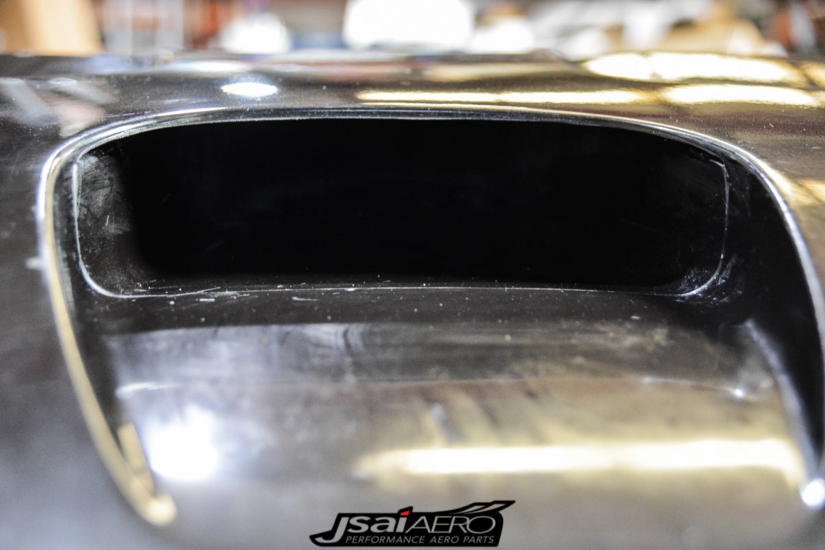 Mazda RX-7 FD3S Scoot style vented bonnet by JSAI Aero aftermarket hood close-up detail