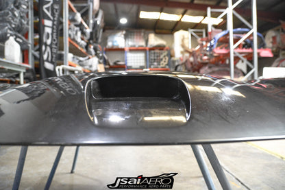 Mazda RX-7 FD3S Scoot style vented bonnet by JSAI Aero aftermarket hood with vents angle view