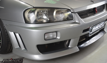 Nissan R34 Altia style front bumper aftermarket body kit angled view