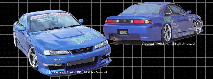 Nissan S14 Silvia 200SX Vertex Lang style full aero body kit front and rear view