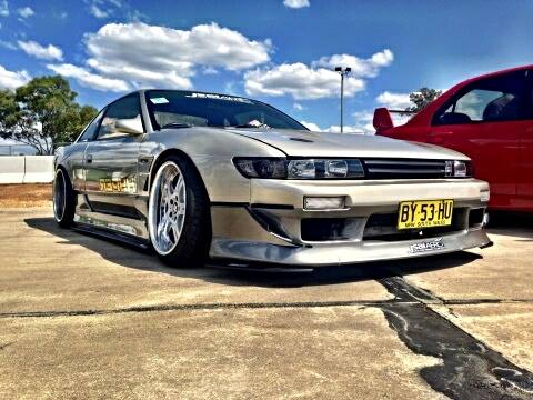JSAI Aero Nissan S14 Silvia 200SX front bumper lip body kit installed showcasing improved front aerodynamics aggressive styling and clean fitment for performance street and track builds