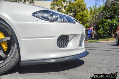JSAI Aero Nissan S15 200SX Silvia OE front lip spoiler close up showcasing detailed finish quality aerodynamic shape and performance inspired front end styling