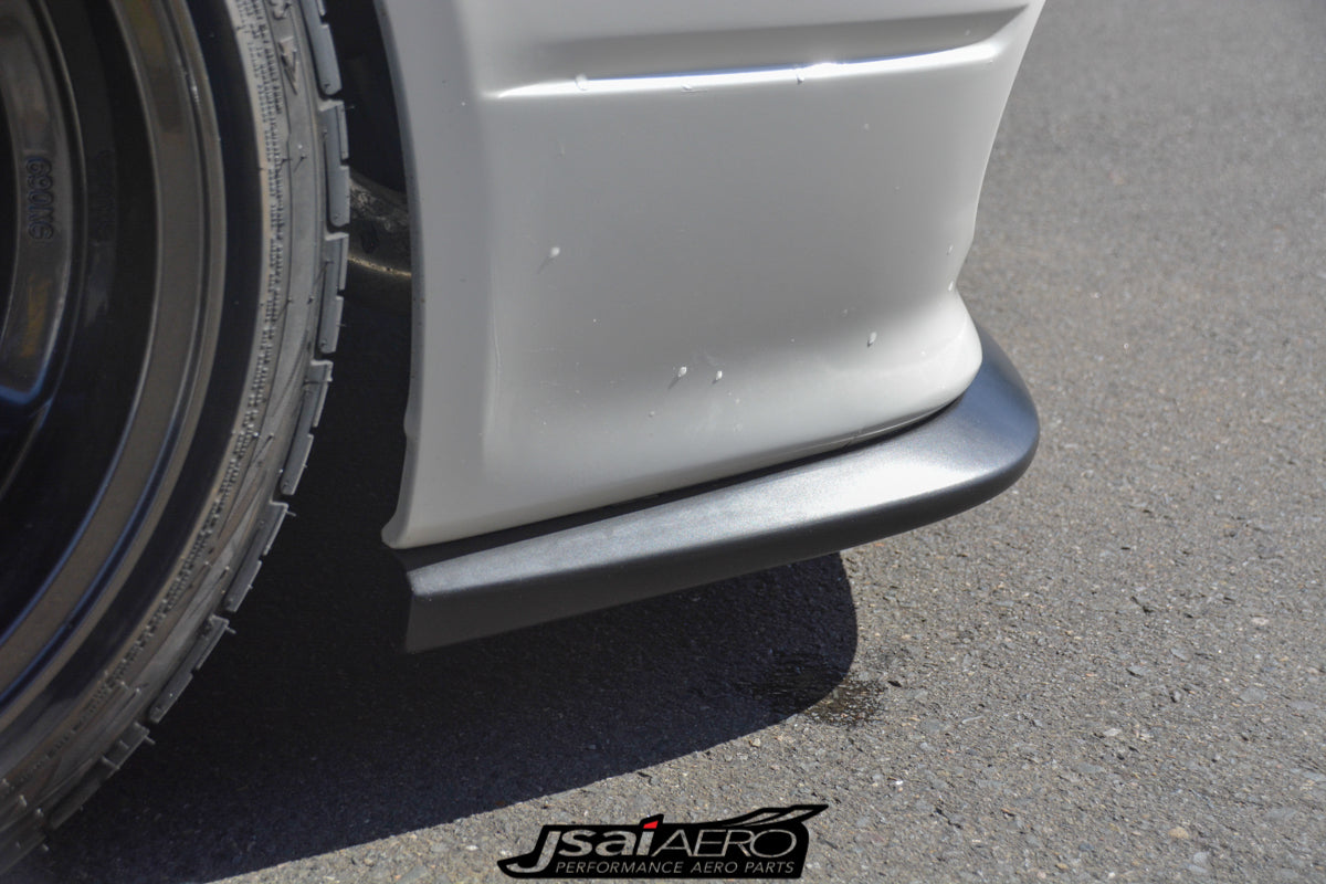 JSAI Aero Nissan S15 200SX Silvia OE front lip spoiler installed on vehicle showcasing improved front end aerodynamics clean fitment and aggressive performance styling