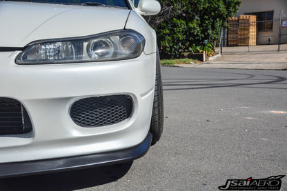 JSAI Aero Nissan S15 200SX Silvia OE front lip spoiler side view showcasing aerodynamic profile smooth fitment and aggressive styling for street and track performance builds