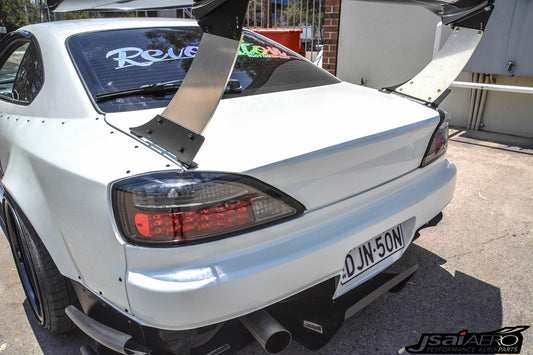 JSAI Aero Nissan S15 Silvia keyless lightweight FRP boot lid showcasing performance focused design reduced weight benefits and clean rear styling upgrade for street and track builds