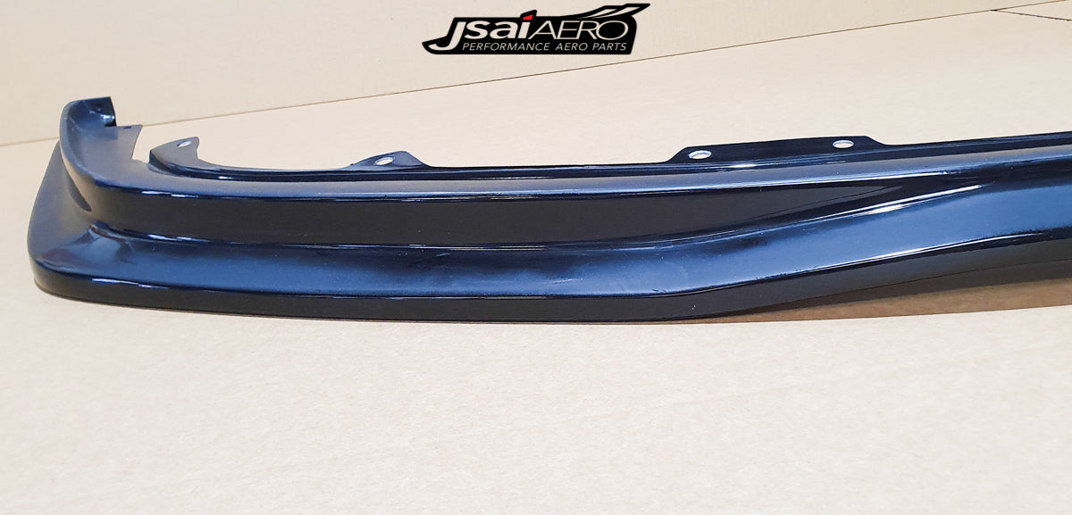 Close-up of JSAI Aero front lip splitter designed for Nissan Skyline R34 aftermarket body kit
