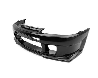 Nissan S14 200SX Series 2 Kouki Vertex Lang style front bar by JSAI Aero, black aftermarket JDM front bumper for street, drift and track builds.