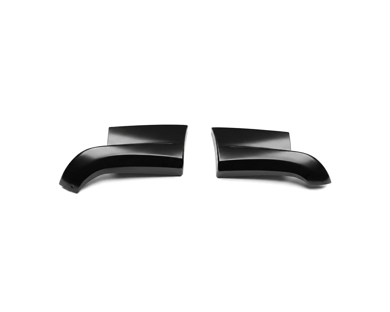 Pair of black Nissan Silvia S15 / 200SX OEM Aero front bumper canards by JSAI Aero, aftermarket JDM aero body kit parts for street, drift and track builds.