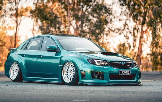 Subaru Impreza GVB GRB Liberal style front lip by JSAI Aero aftermarket body kit front angle view