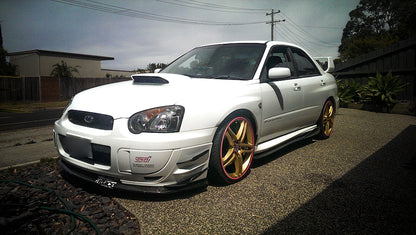 Subaru Impreza WRX GDB double canards by JSAI Aero aftermarket front bumper canards aerodynamic upgrade