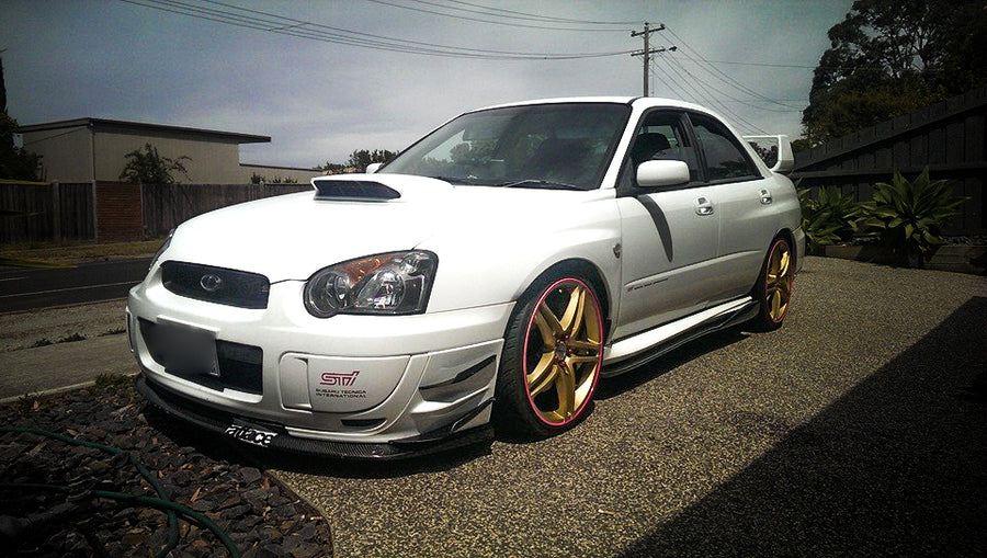Subaru Impreza WRX GDB double canards by JSAI Aero aftermarket front bumper canards aerodynamic upgrade