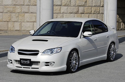 Subaru Liberty Legacy with JSAI Aero front lip and side skirts aftermarket body kit front angle view