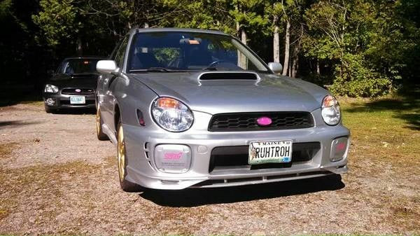 Subaru WRX bugeye MY01 MY02 3 piece front lip by JSAI Aero aftermarket front bumper lip detail view