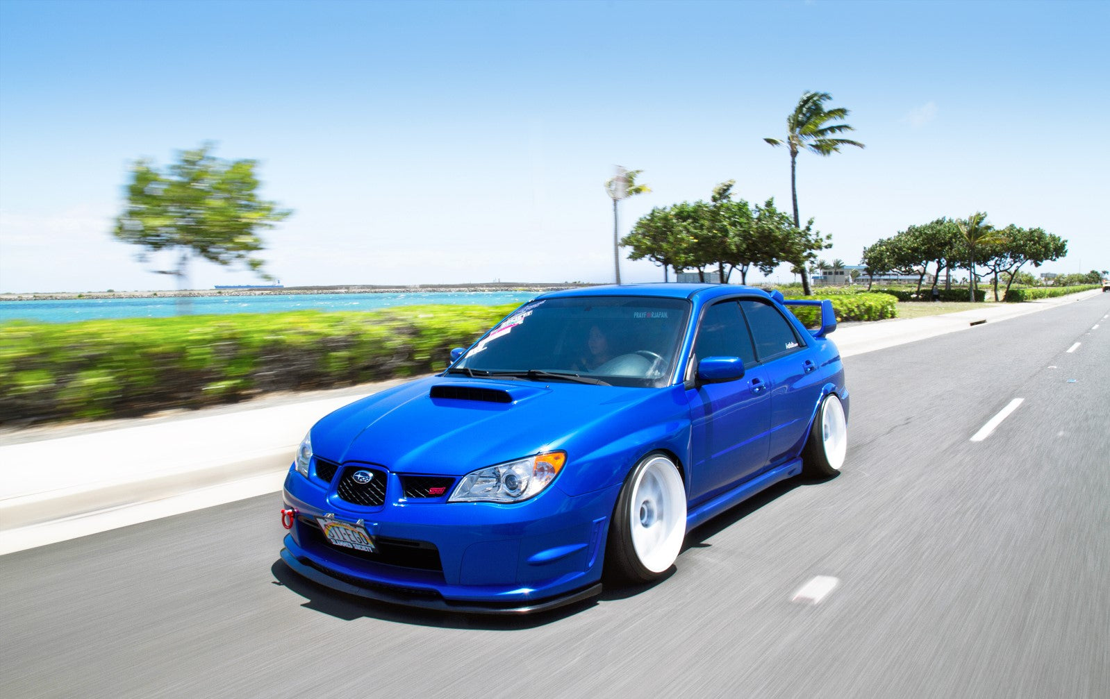 ubaru WRX Hawk Eye 2006 STI style front lip by JSAI Aero installed on front bumper