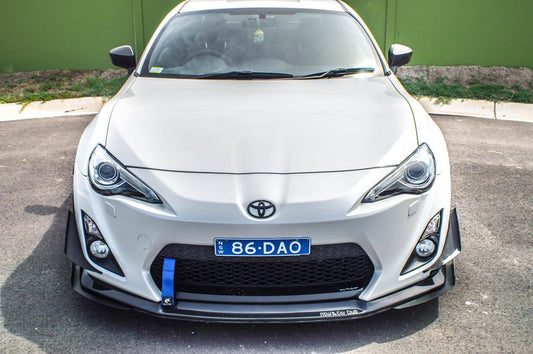 Front canards for Toyota 86, aftermarket aerodynamic add-on designed to improve front downforce and enhance aggressive exterior styling