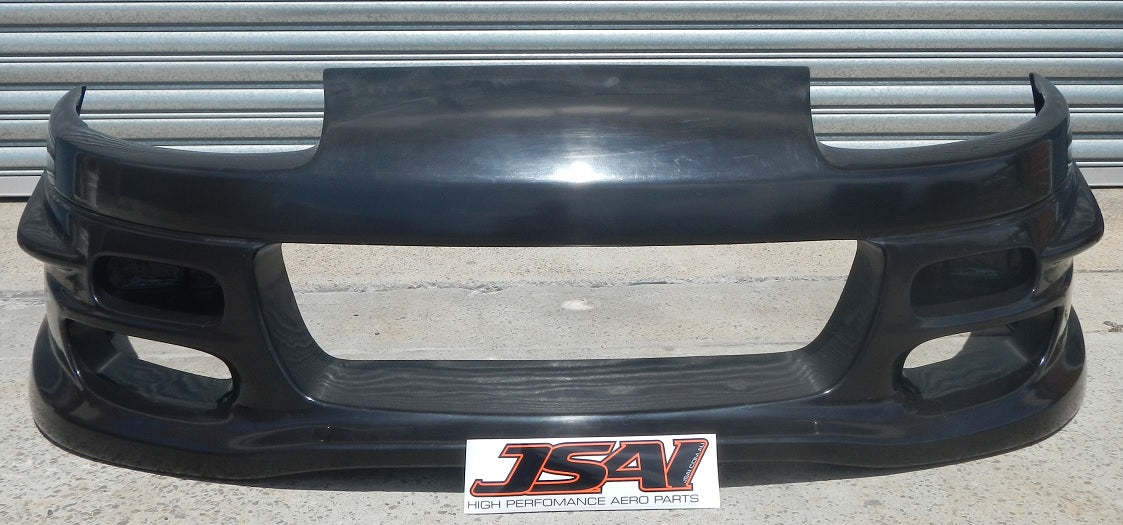 Toyota Supra JZA80 Trial style front bumper front view installed on vehicle