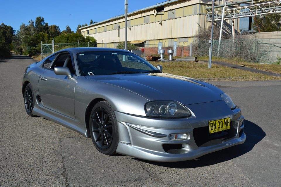 Toyota Supra JZA80 Trial style front bumper installed on vehicle