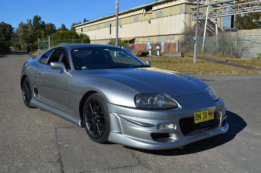 Toyota Supra JZA80 Trial style front bumper installed on vehicle