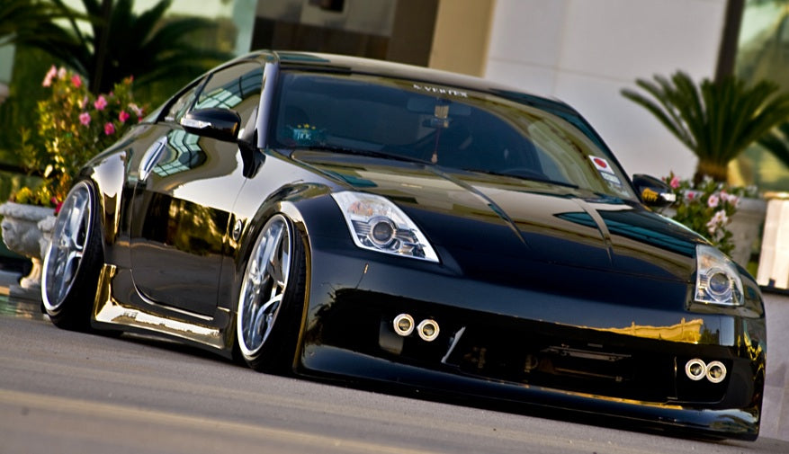 Nissan 350Z Z33 Vertex style front bar body kit by JSAI Aero, Australian-made FRP front bumper designed for performance and drift builds.